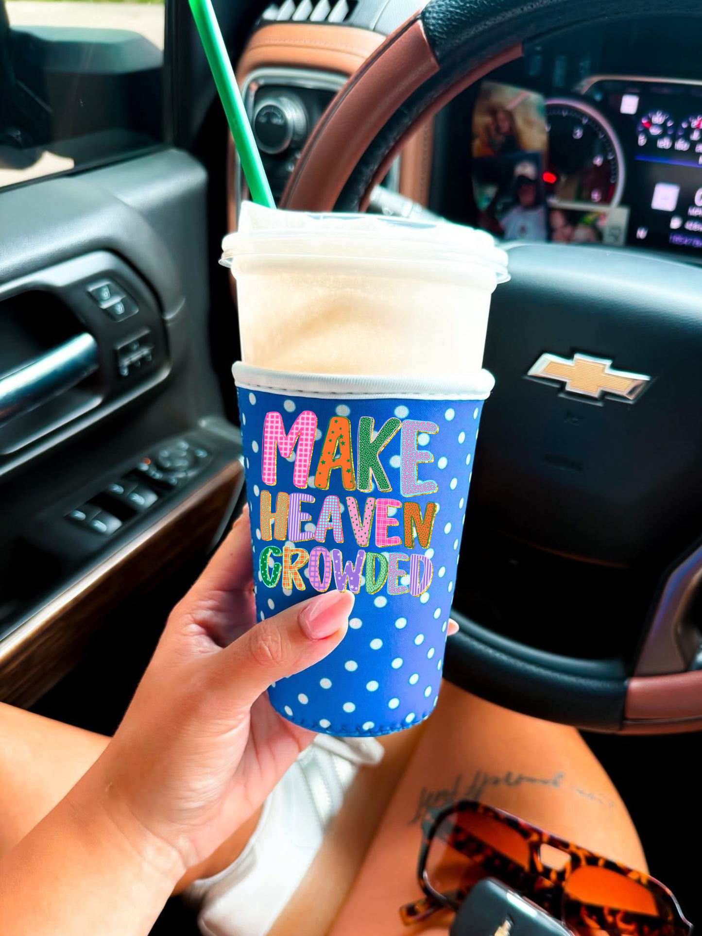 Make heaven crowded koozie